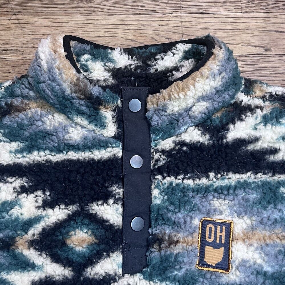 Home Free Aztec Design Pull Over Teddy Cozy OHIO Sweatshirt Sweater Size Medium - Picture 5 of 15